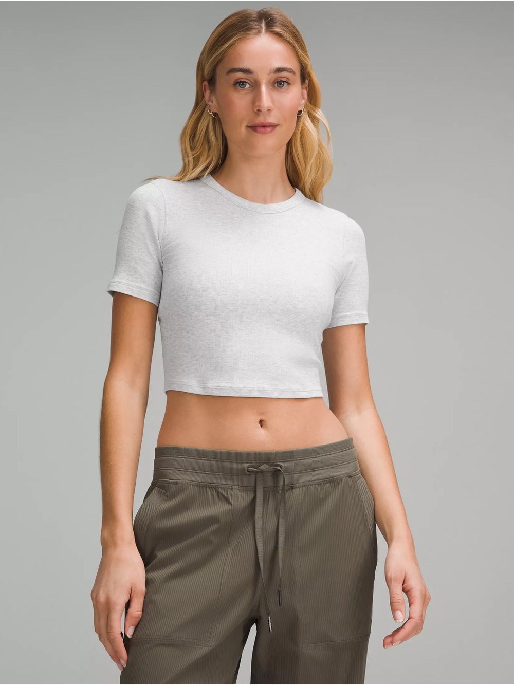 Lululemon Hold Tight Cropped SS Heathered Grey 6